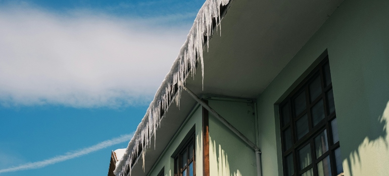 Icicles forming on the roof.
